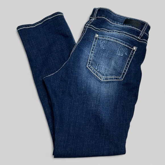 Daytrip Virgo Straight Dark Wash Jeans Size 36R Mid Rise Stretch Fit - Picture 4 of 6